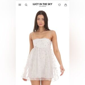 Floral Embroidered Babydoll Dress in White - Lucy in the Sky